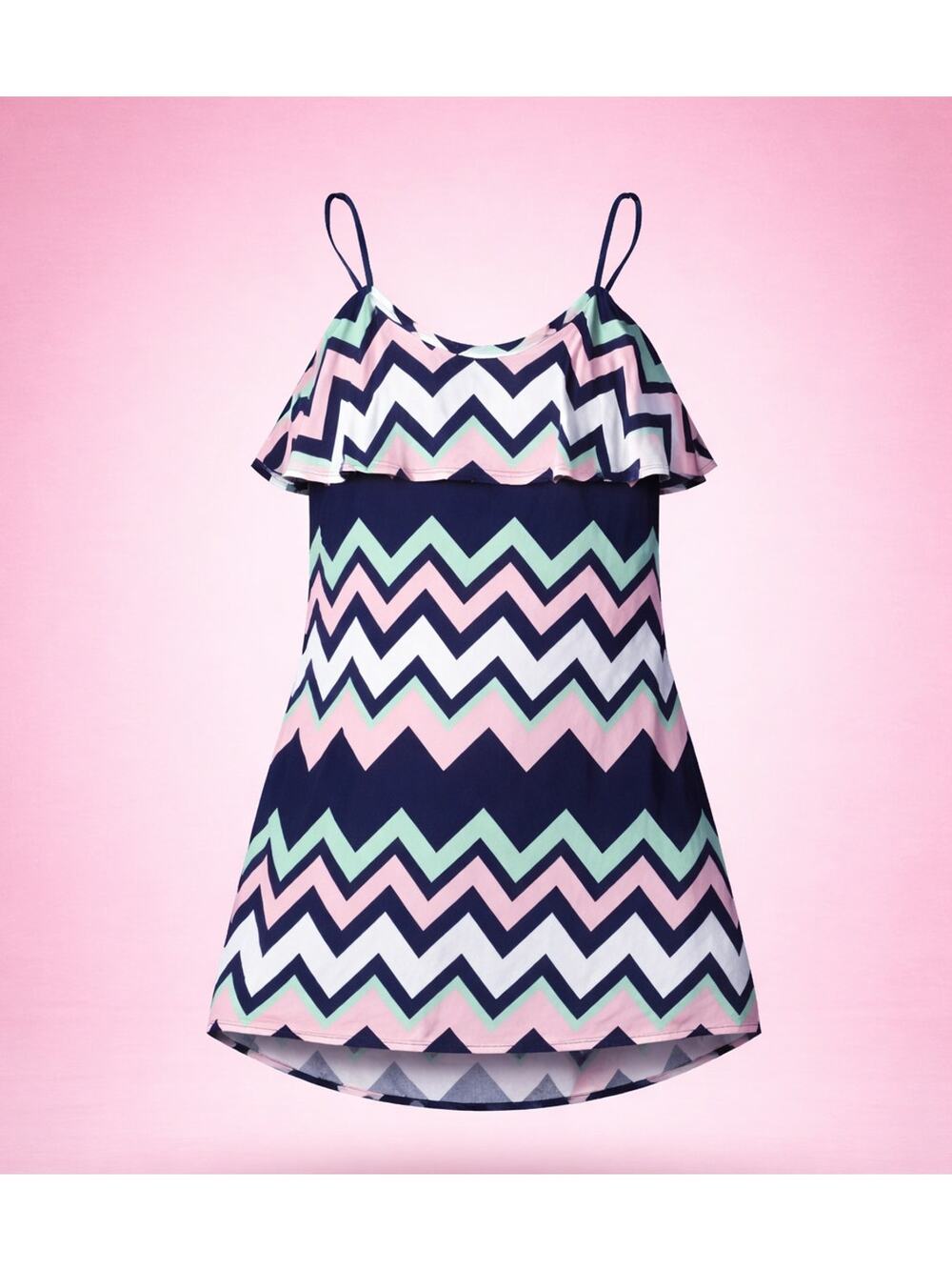 West Loop Zig Zag Tunic Top Womens XL Sleeveless Chevron Ruffle Blouse